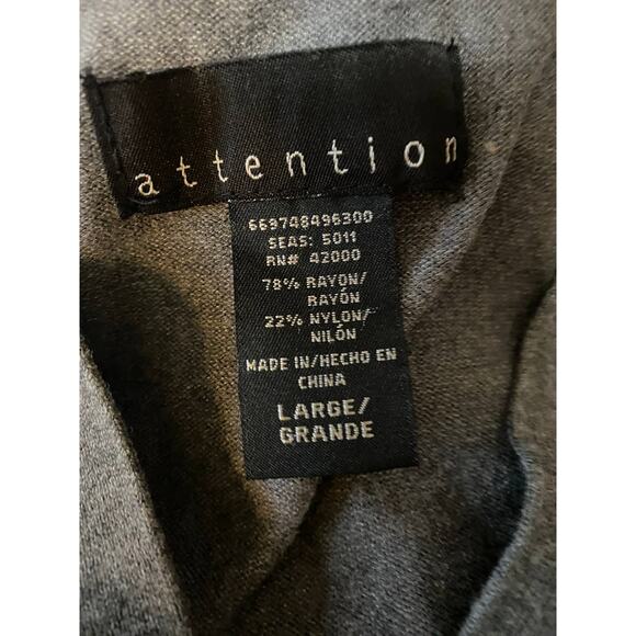 Attention Womens Gray V Neck Sweater Large Rayon Nylon - Picture 3 of 6